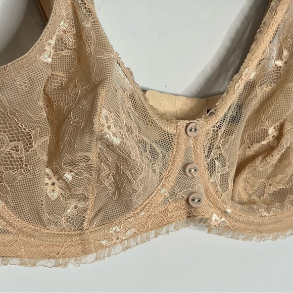 Mod by Parfait Size 32H Lace Mesh Button Underwire Cupless Bra - Picture 3 of 6